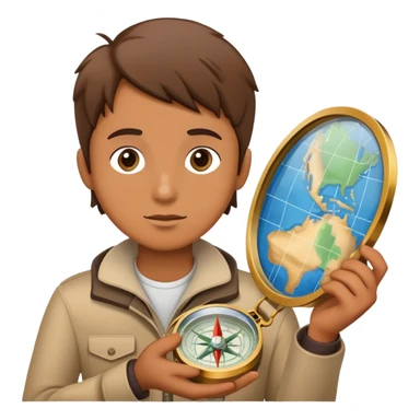 Person with compass focused on star destination, not looking at map sticker
