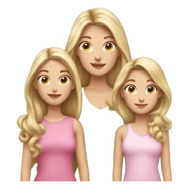 Mom with dark blond hair with a daughter with dark blonde hair and a younger daughter with light blonde hair sticker