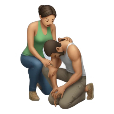 Woman on knees facing man sticker