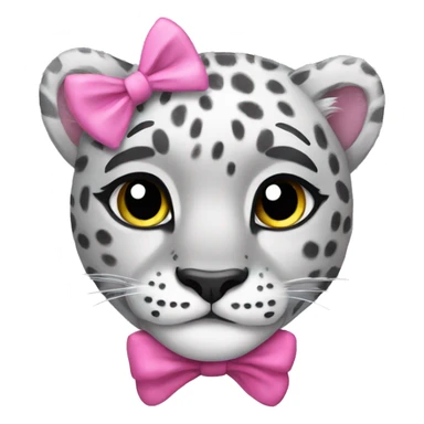 snow leopard with pink bow  sticker