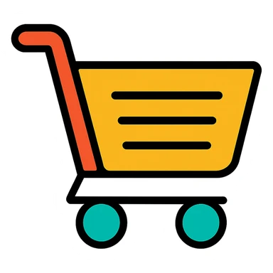 shopping cart, color outline icon style, black outlines sticker