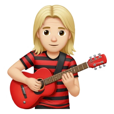 Long blonde hair man in a red and black horizontal stripe playing guitar  sticker