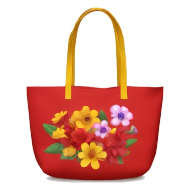 Red totebag with flowers inside sticker
