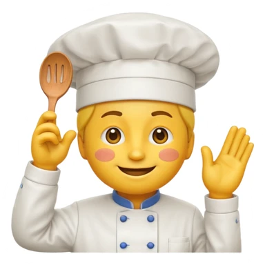 a regular yellow emoji with a chef hat saluting sticker