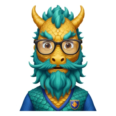 glasses dragon with long bearded and jersey sticker