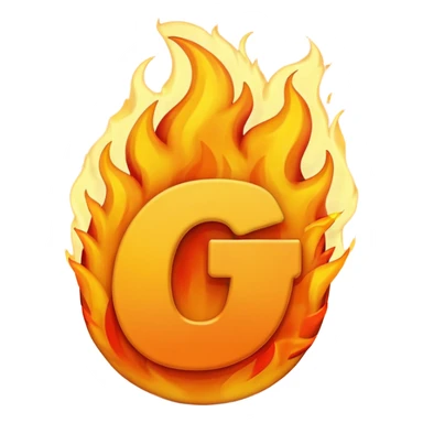 Make a 3d emoji of the word T with fire sticker