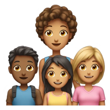 family of 3 mother and teengaers boy and girl sticker