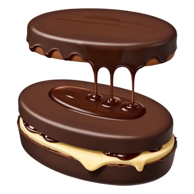 Chocolate covered Baltic curd snack with jam sticker