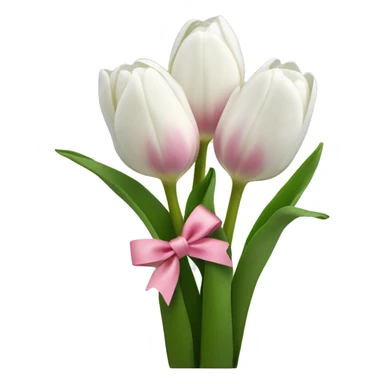 White tulips with pink bow holding them together  sticker