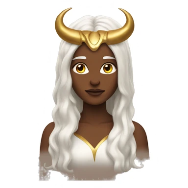 goddess with Long brown hair and gold horns  sticker