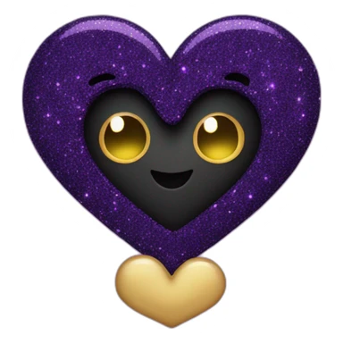 purple and black glitter heart sticker