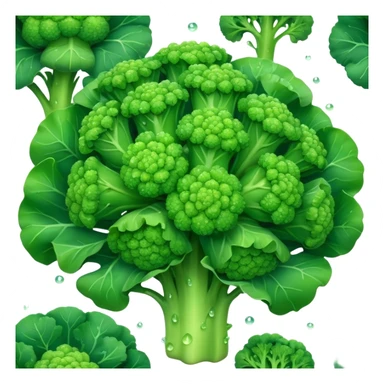 Cinematic lush green broccoli, detailed florets glistening with dewdrops, ultra-fresh and vibrant, soft glowing background, healthy and delicious. sticker