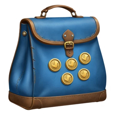 blue coins inside a leather bag  sticker
