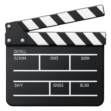 movie clapperboard with geometric outline, precise thin black lines and only one diagonal line crossing through, clean minimalist design sticker