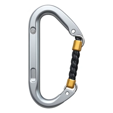 a carabiner for climbing, realistic metal, soft gradients, subtle shine sticker