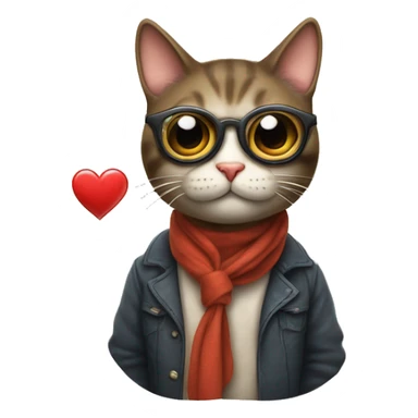 Gato con botas y lentes de corazón  sticker
