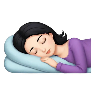 Girl with black hair & fair skin sleeping sticker