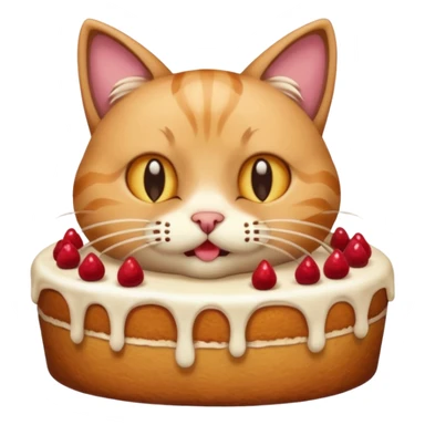 Cat vomiting because of eating cake sticker