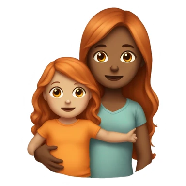 Tan Girl with long orange hair holding a brown haired baby boy sticker