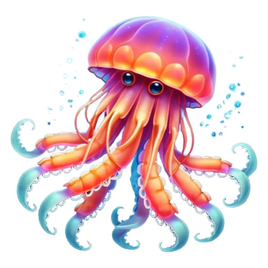 Neon glowing jellyfish-crab-squi sticker