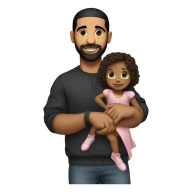 Drake holding a little girl sticker