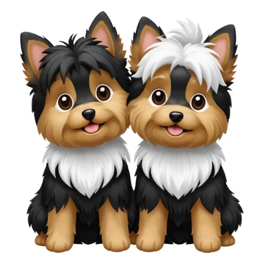 Two White & Black Party Yorkies playing together sticker