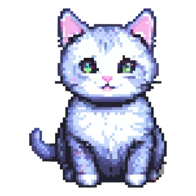 cute cat pixel art style sticker