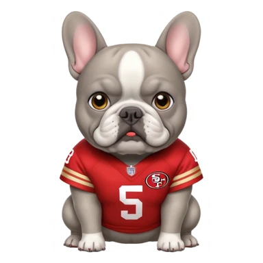 Fat All gray French bulldog in 49ers uniform  sticker