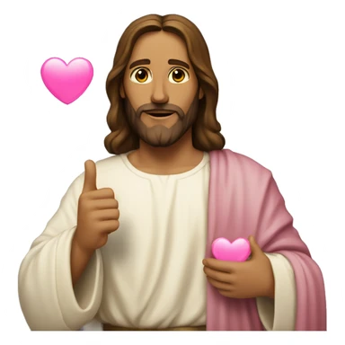 Jesus with a pink heart in his hand sticker