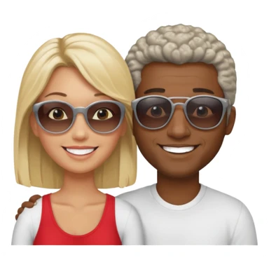 Black man salt n pepper hair smiling with blonde in love on beach sticker