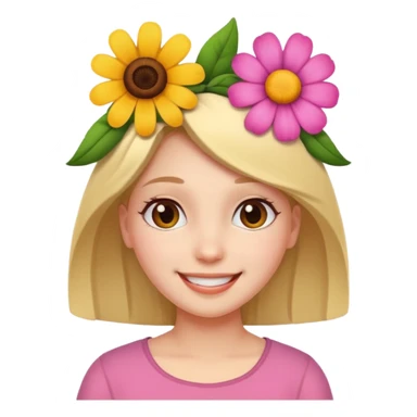 girl with flower on head sticker