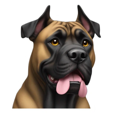 presa canario black dog with cropped ears sticker