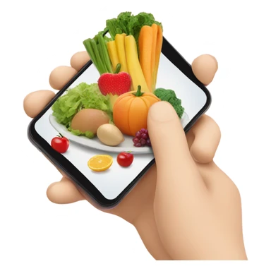 hand taking picture of healthy food sticker