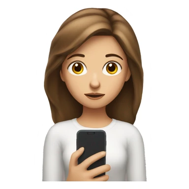 girl with brown hairs with her phone with a thoughtful face and look at its screen sticker