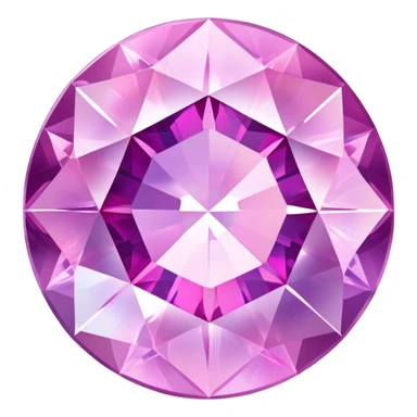 Round cut kunzite gemstone with holographic rainbow reflections, pink-purple crystal gem with brilliant facets sticker