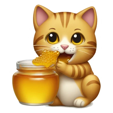 cat eating honey sticker