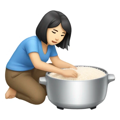 Asian making rice  sticker