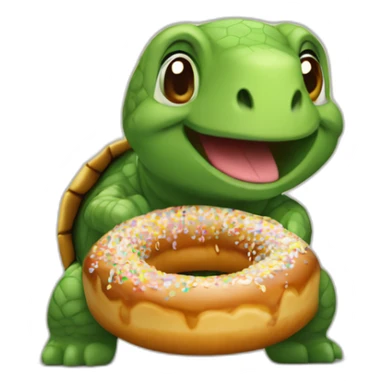 Tortue qui mange un donnut sticker