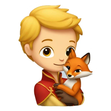 A little prince holds a fox in his arms sticker