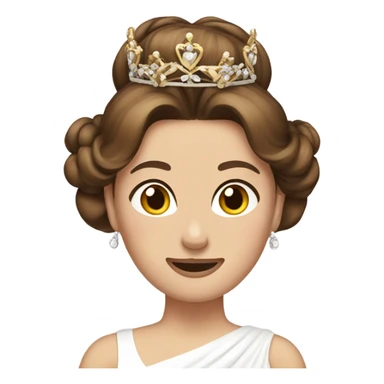 Emily Waltham with brown bun hair with 
bridal crown sticker