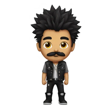 punk boy with shaggy hair and moustache sticker