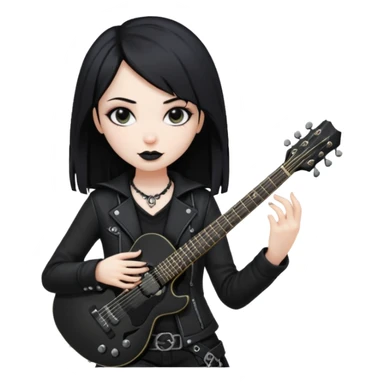 Goth girl with black guitar all in black  sticker