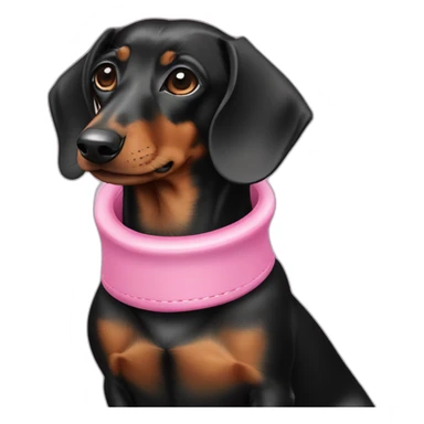 Dachshund negro atigrado con collar rosa sticker
