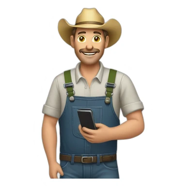 farmer with smartphone sticker