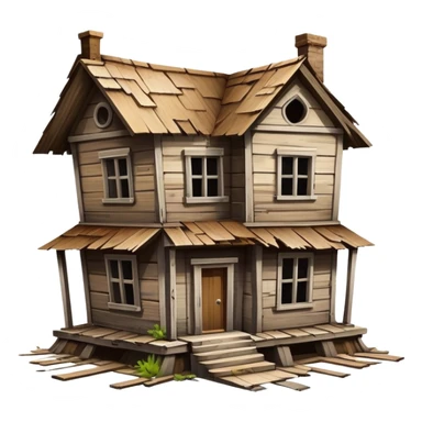 a house merged with a derelict house, split down the middle sticker