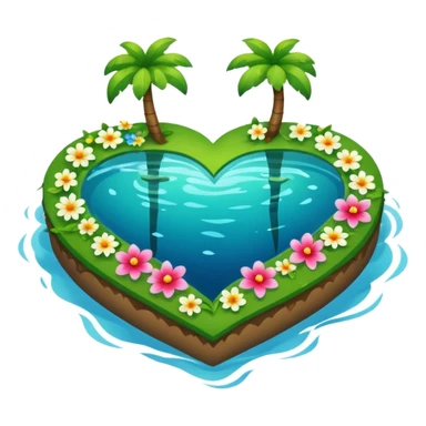 A island heart with green and flowers on it sticker