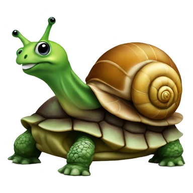 Snail on a turtle on a frog sticker