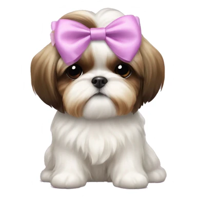 shih tzu puppy with a coquette bow  sticker