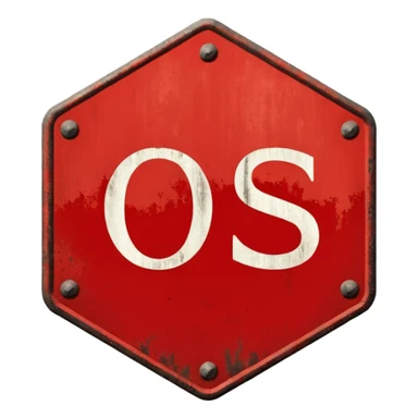 red, road sign, hexagonal, with the inscription SANCTIONS sticker