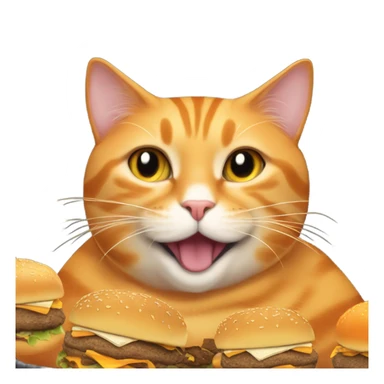 Fat orange cat eating cheeseburgers  sticker
